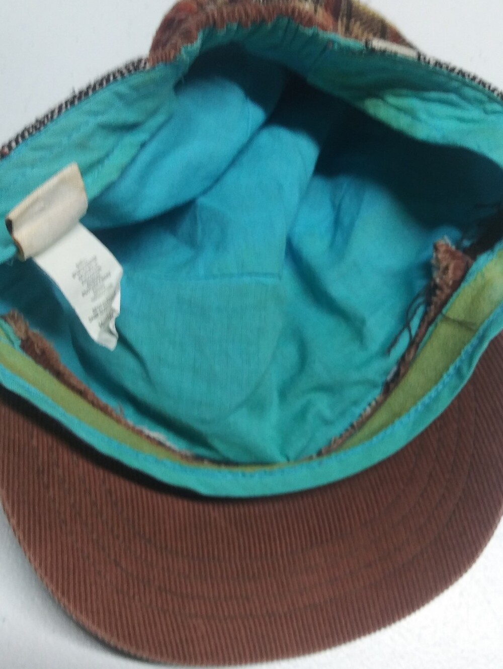 MUDD Vintage Y2K Brown Plaid Patchwork Cap with Blue Button Paperboy Hat - Picture 12 of 12